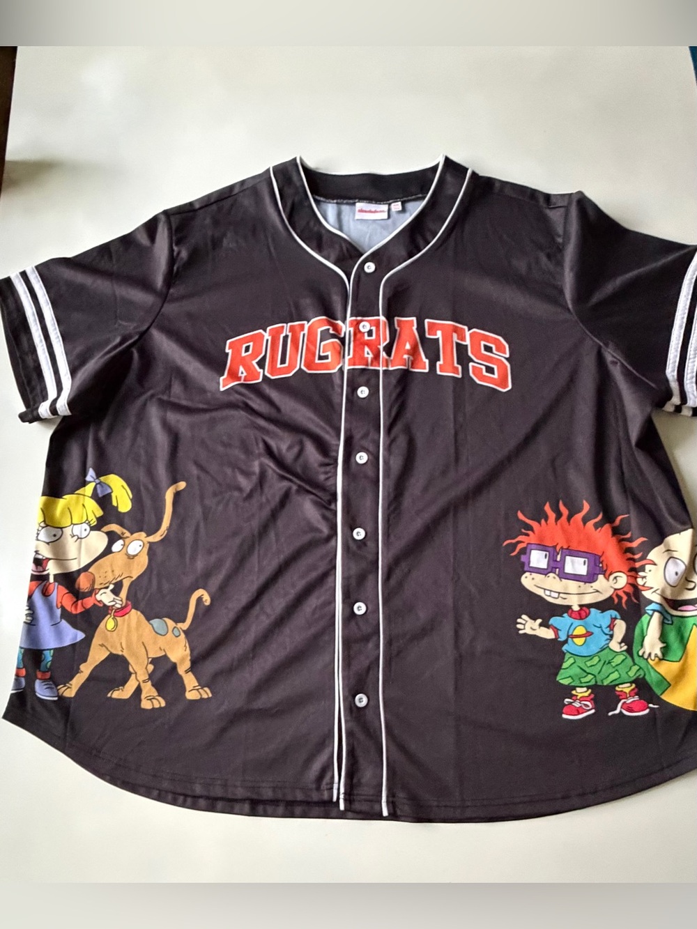 Nickelodeon Rugrats Mens Big 5X Baseball Jersey Button-Up